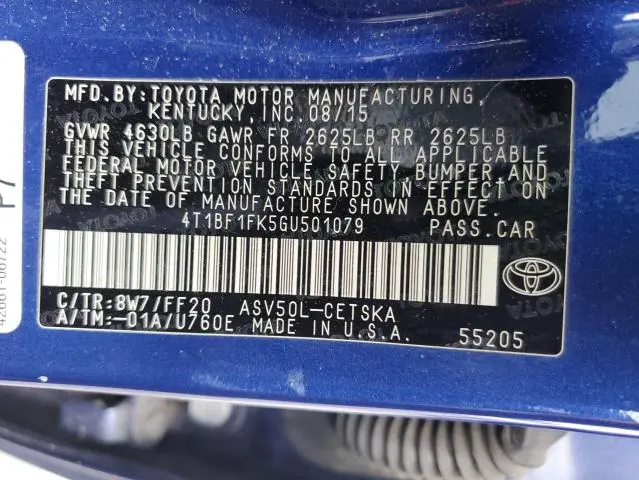 2016 TOYOTA CAMRY LE  