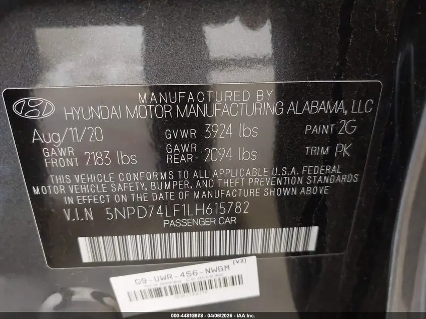 2020 HYUNDAI ELANTRA SE