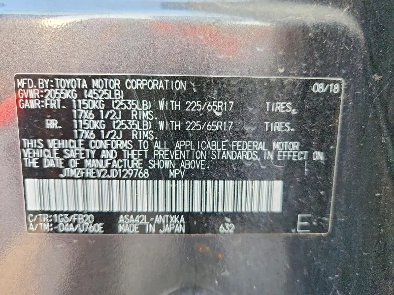 2018 TOYOTA RAV4 LE  