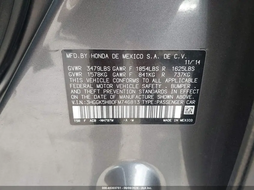 2015 HONDA FIT EX/EX-L