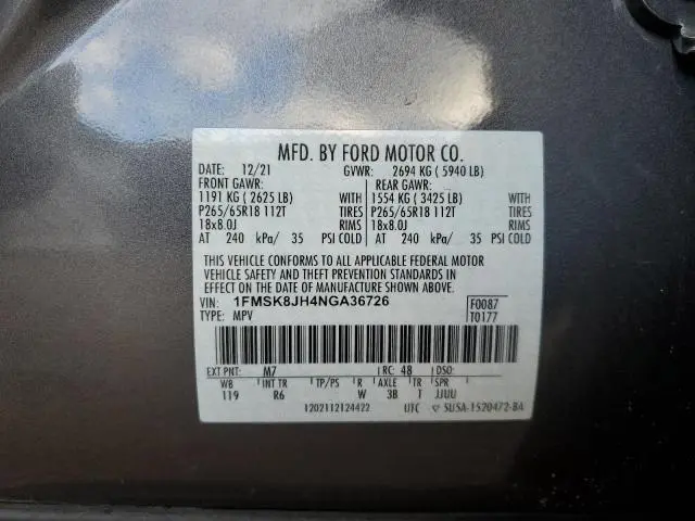 2022 FORD EXPLORER TIMBERLINE  