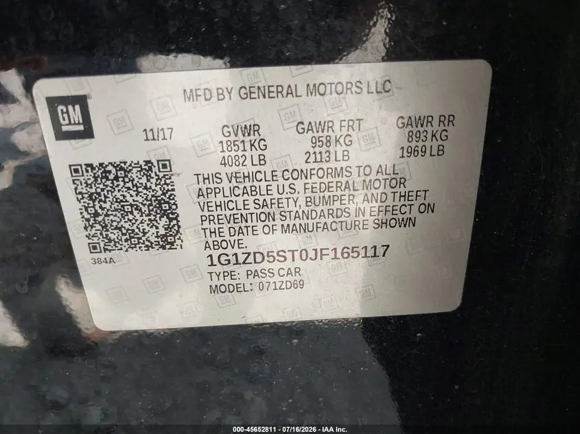 2018 CHEVROLET MALIBU LT