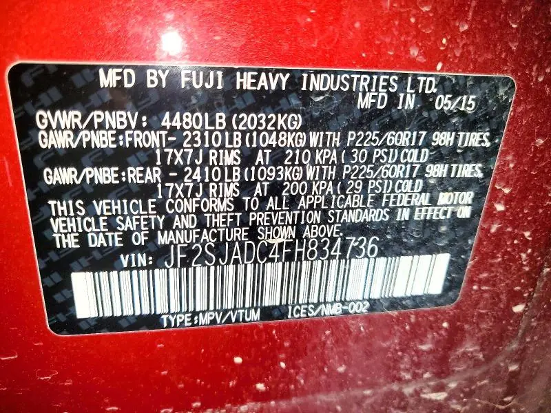 2015 SUBARU FORESTER 2.5I PREMIUM  