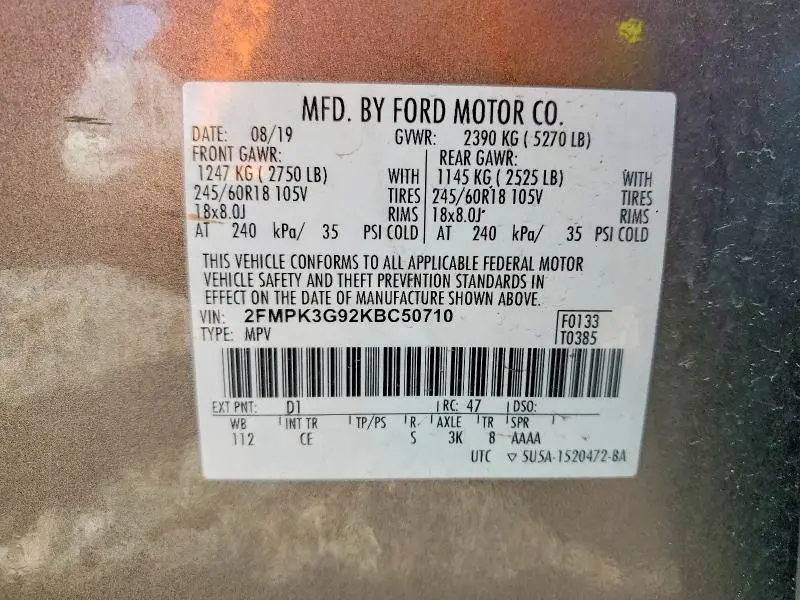 2019 FORD EDGE SE  