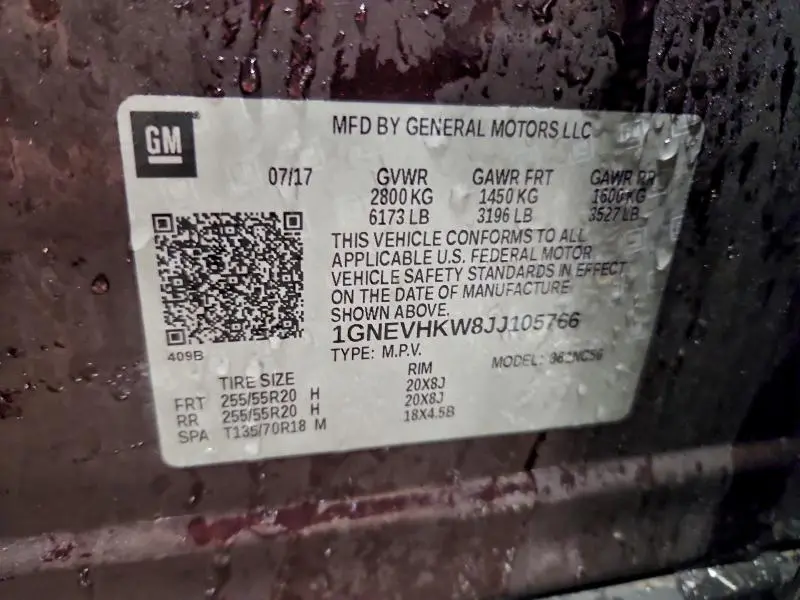 2018 CHEVROLET TRAVERSE LT  