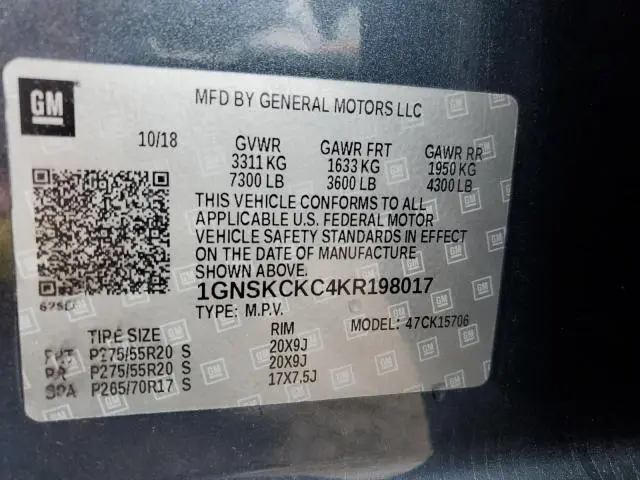 2019 CHEVROLET TAHOE K1500 PREMIER  