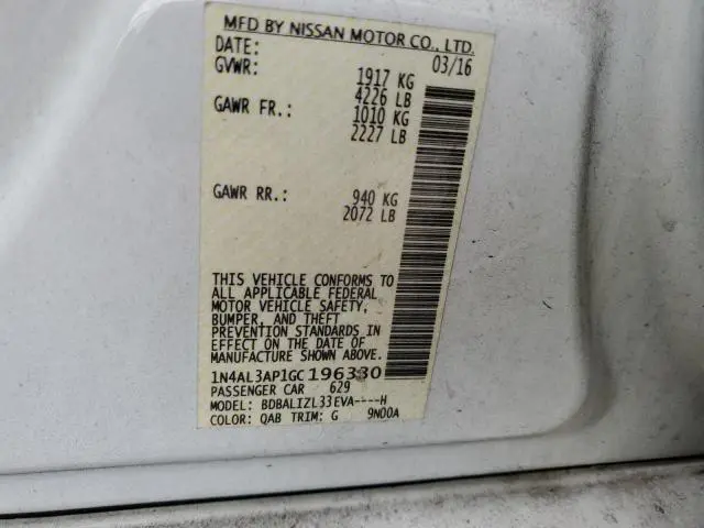 2016 NISSAN ALTIMA 2.5  