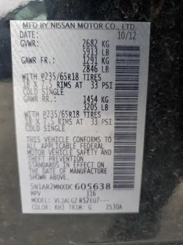 2013 NISSAN PATHFINDER S  