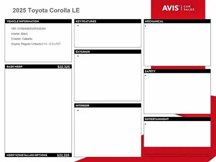 2025 TOYOTA COROLLA LE  
