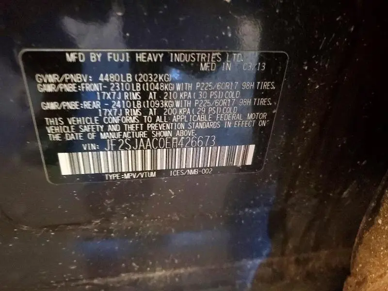 2014 SUBARU FORESTER 2.5I  