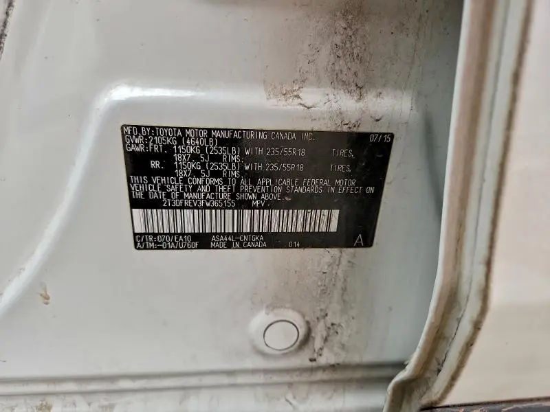 2015 TOYOTA RAV4 LIMITED  