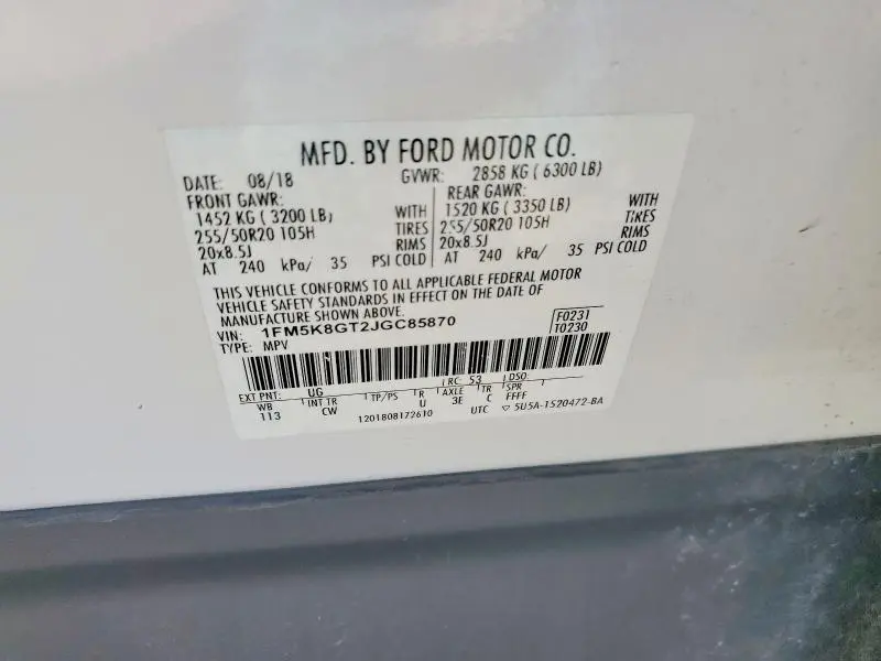 2018 FORD EXPLORER SPORT  