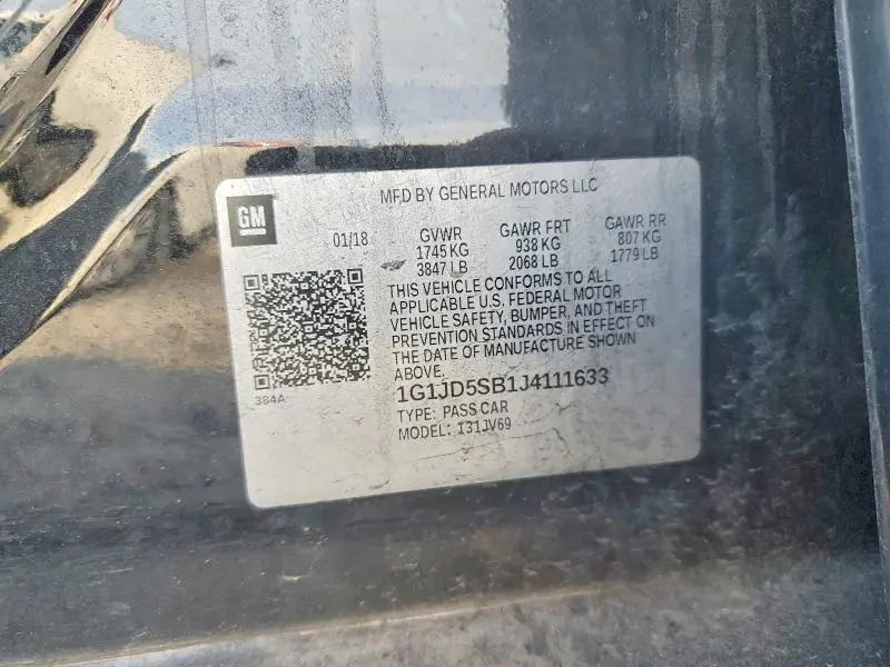 2018 CHEVROLET SONIC LT  