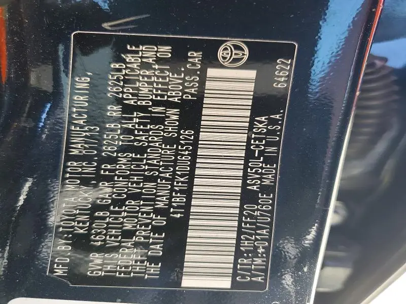2013 TOYOTA CAMRY SE  