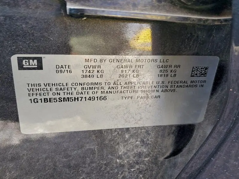 2017 CHEVROLET CRUZE LT  