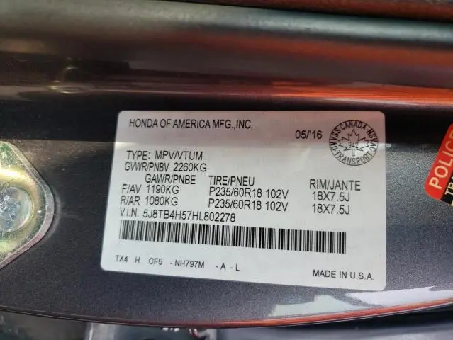 2017 ACURA RDX TECHNOLOGY  