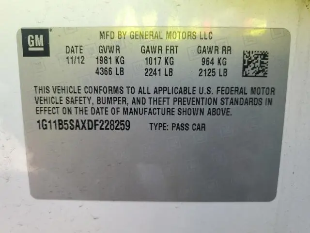 2013 CHEVROLET MALIBU LS  