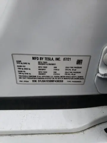 2021 TESLA MODEL S   