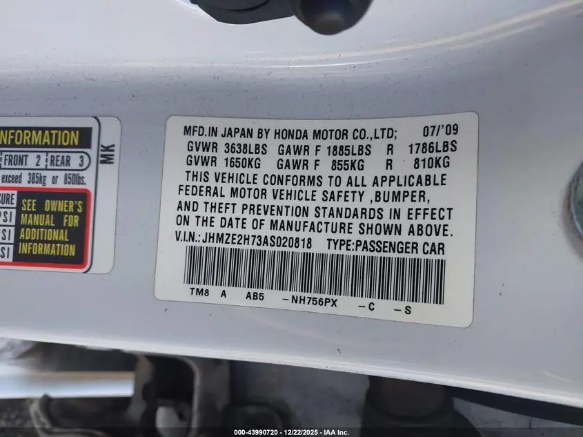 2010 HONDA INSIGHT EX