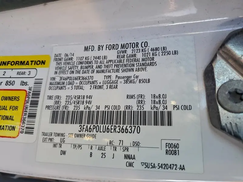 2014 FORD FUSION SE HYBRID  