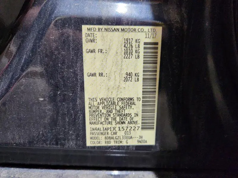 2018 NISSAN ALTIMA 2.5 S  