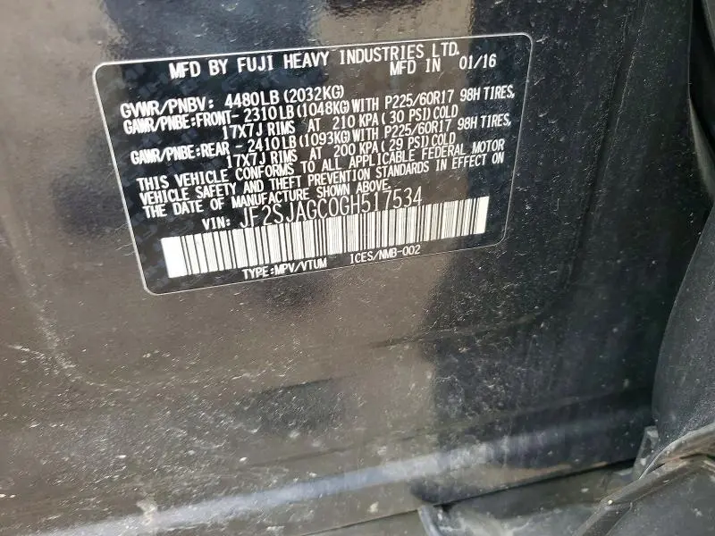 2016 SUBARU FORESTER 2.5I PREMIUM  