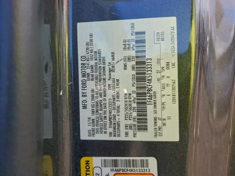 2019 FORD MUSTANG GT  