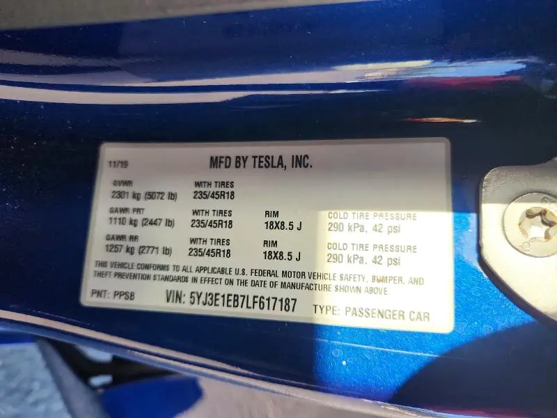 2020 TESLA MODEL 3   