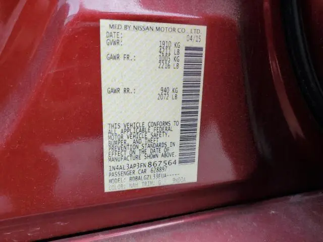 2015 NISSAN ALTIMA 2.5  