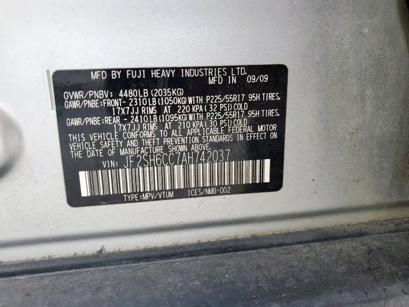 2010 SUBARU FORESTER 2.5X PREMIUM  