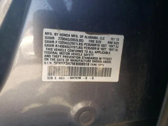 2014 HONDA PILOT EXLN  