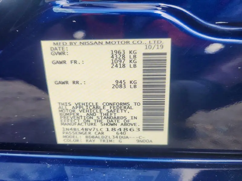 2020 NISSAN ALTIMA S  