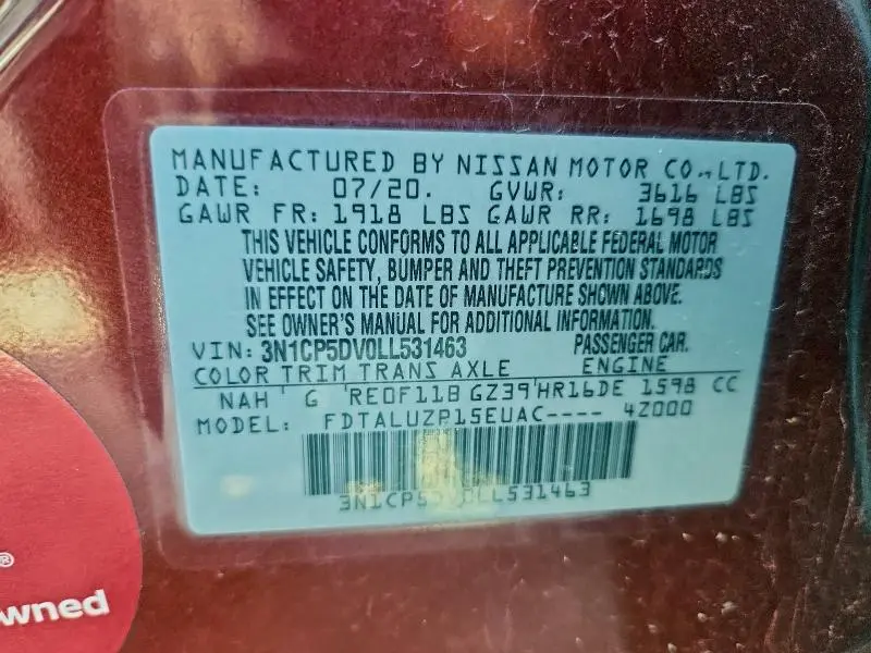 2020 NISSAN KICKS SR  