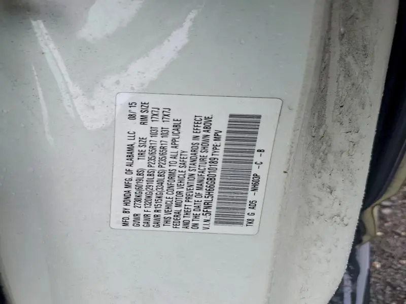 2016 HONDA ODYSSEY EXL  