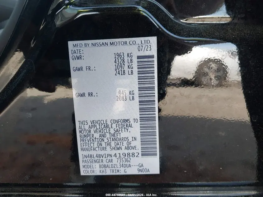 2023 NISSAN ALTIMA S FWD