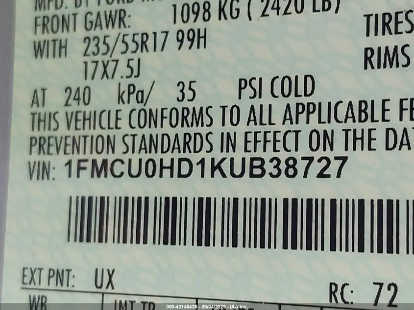 2019 FORD ESCAPE SEL