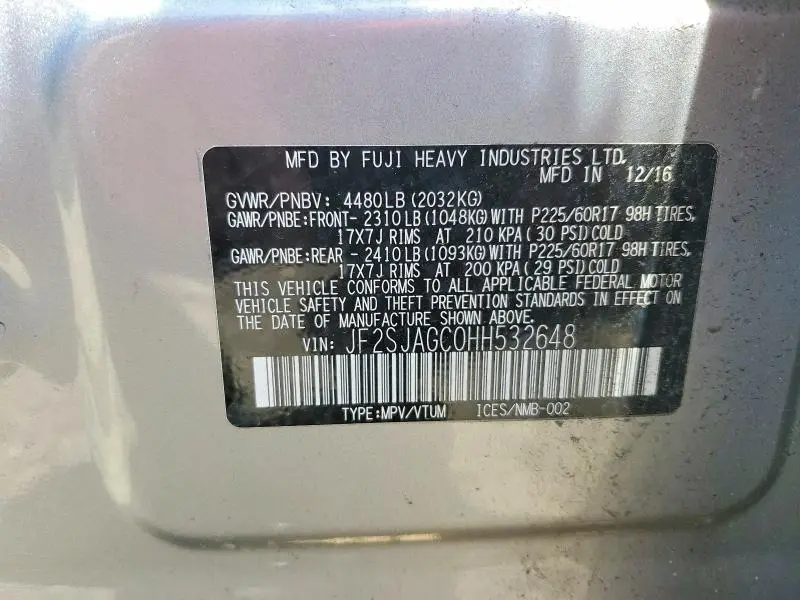2017 SUBARU FORESTER 2.5I PREMIUM  