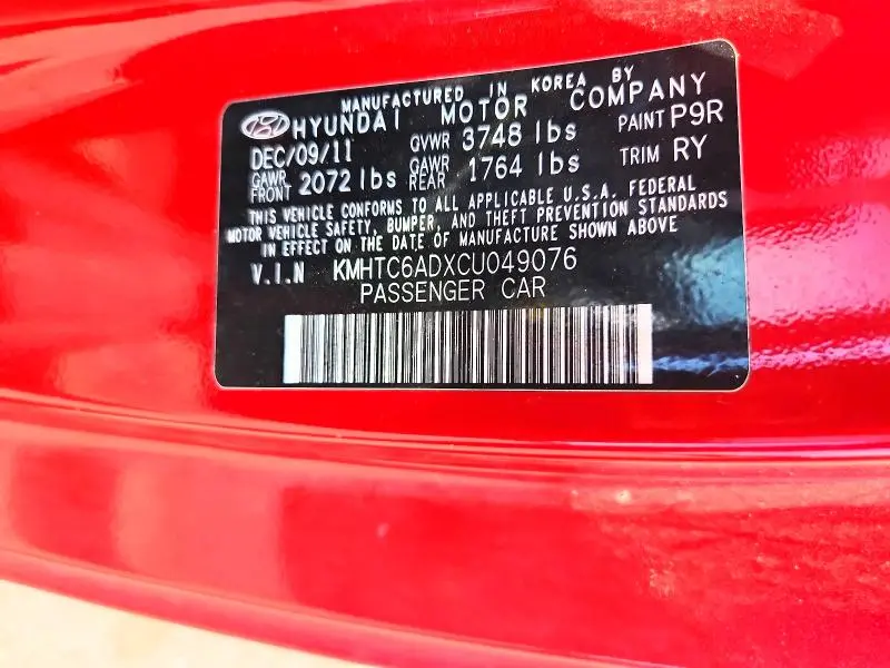 2012 HYUNDAI VELOSTER BASE  