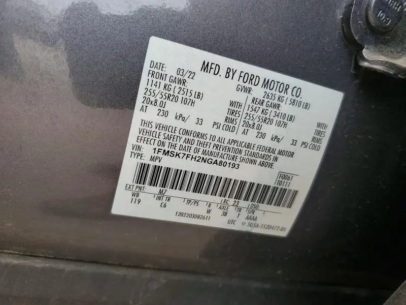 2022 FORD EXPLORER LIMITED  