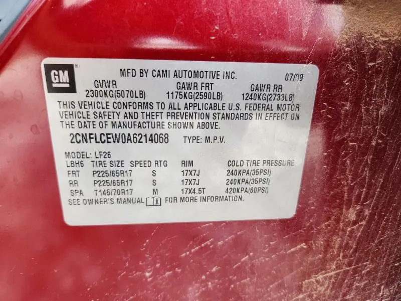 2010 CHEVROLET EQUINOX LS  