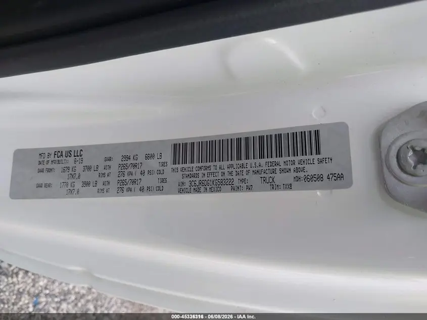 2019 RAM 1500 CLASSIC TRADESMAN  4X2 8' BOX