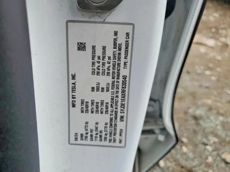 2024 TESLA MODEL 3   