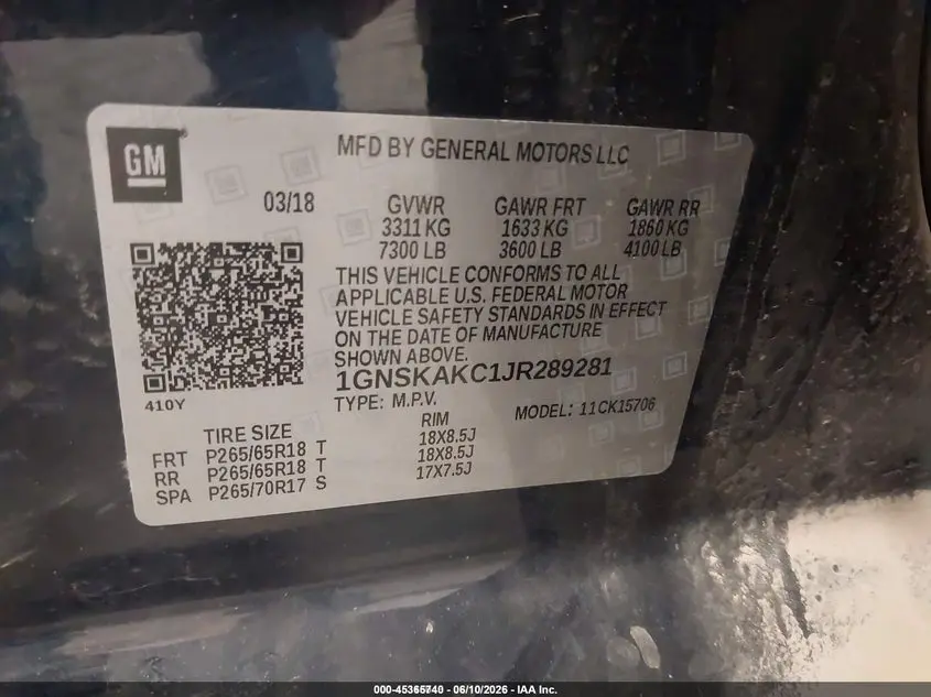 2018 CHEVROLET TAHOE LS