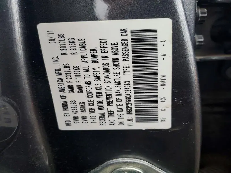 2012 HONDA ACCORD SE  