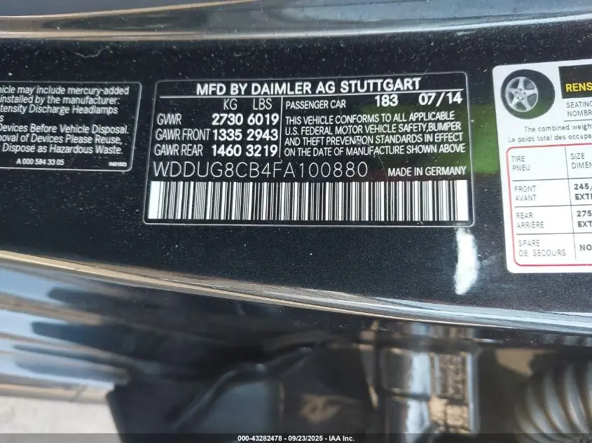 2015 MERCEDES-BENZ S 550  