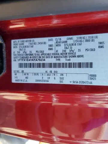 2019 FORD F150 SUPER CAB  