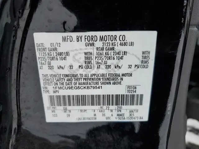 2012 FORD ESCAPE LIMITED  