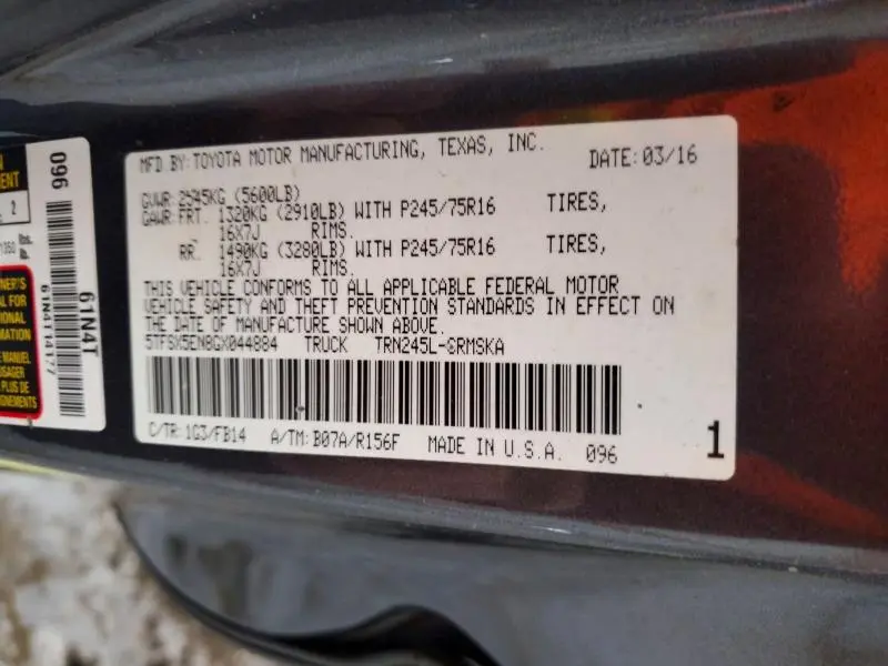 2016 TOYOTA TACOMA ACCESS CAB  