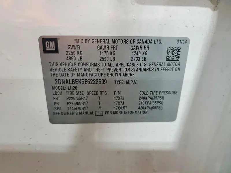2014 CHEVROLET EQUINOX LT  