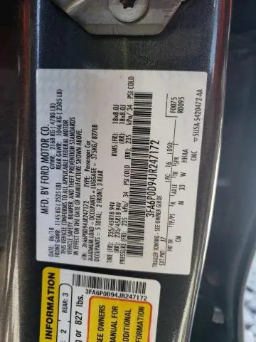 2018 FORD FUSION TITANIUM/PLATINUM  